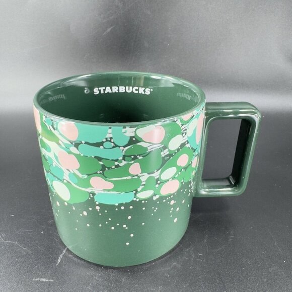 Starbucks Holiday Venetian Marble Forest Green Ceramic Coffee Mug 12oz Cup - Picture 11 of 11